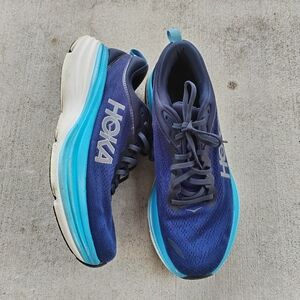 HOKA Bondi 8 Mens size 10.5D Comfort Cushion Running Shoes Blue/White